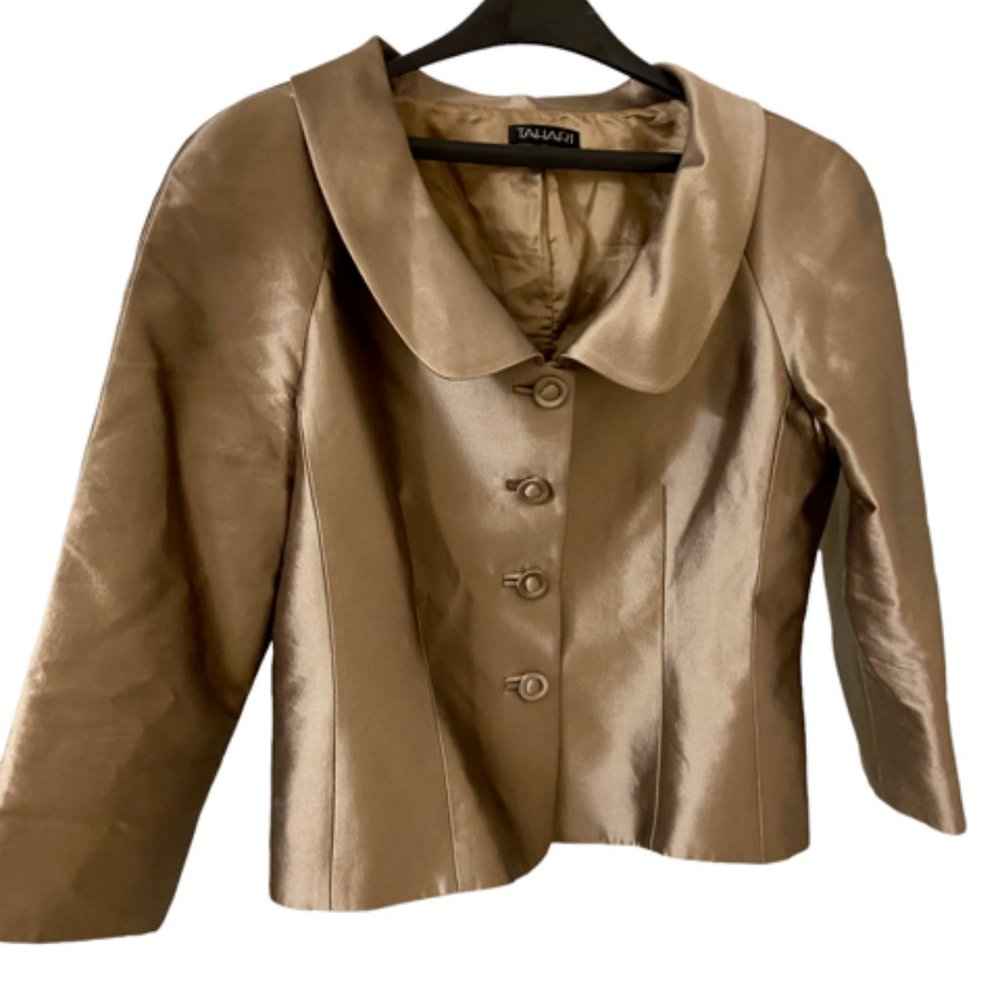 Beautiful Tahari Metallic Tan/ Champagne Jacket - Size 12